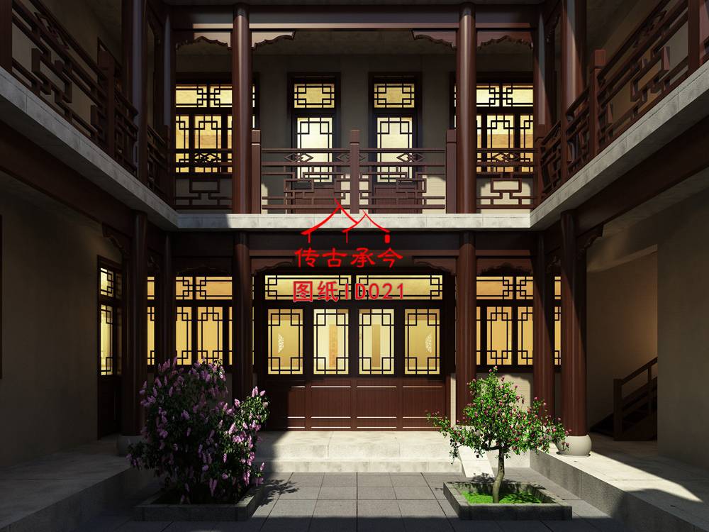 三合院庭院效果圖