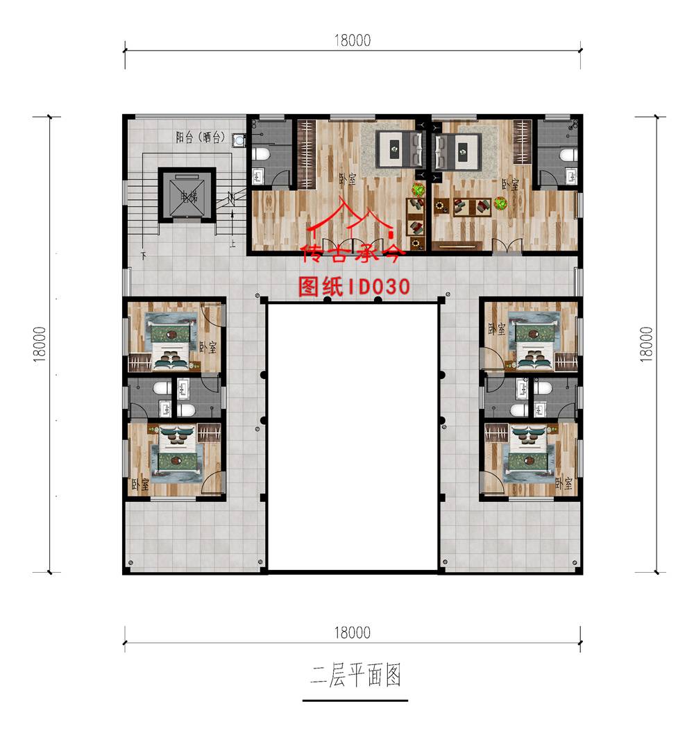 二層三合院平面圖