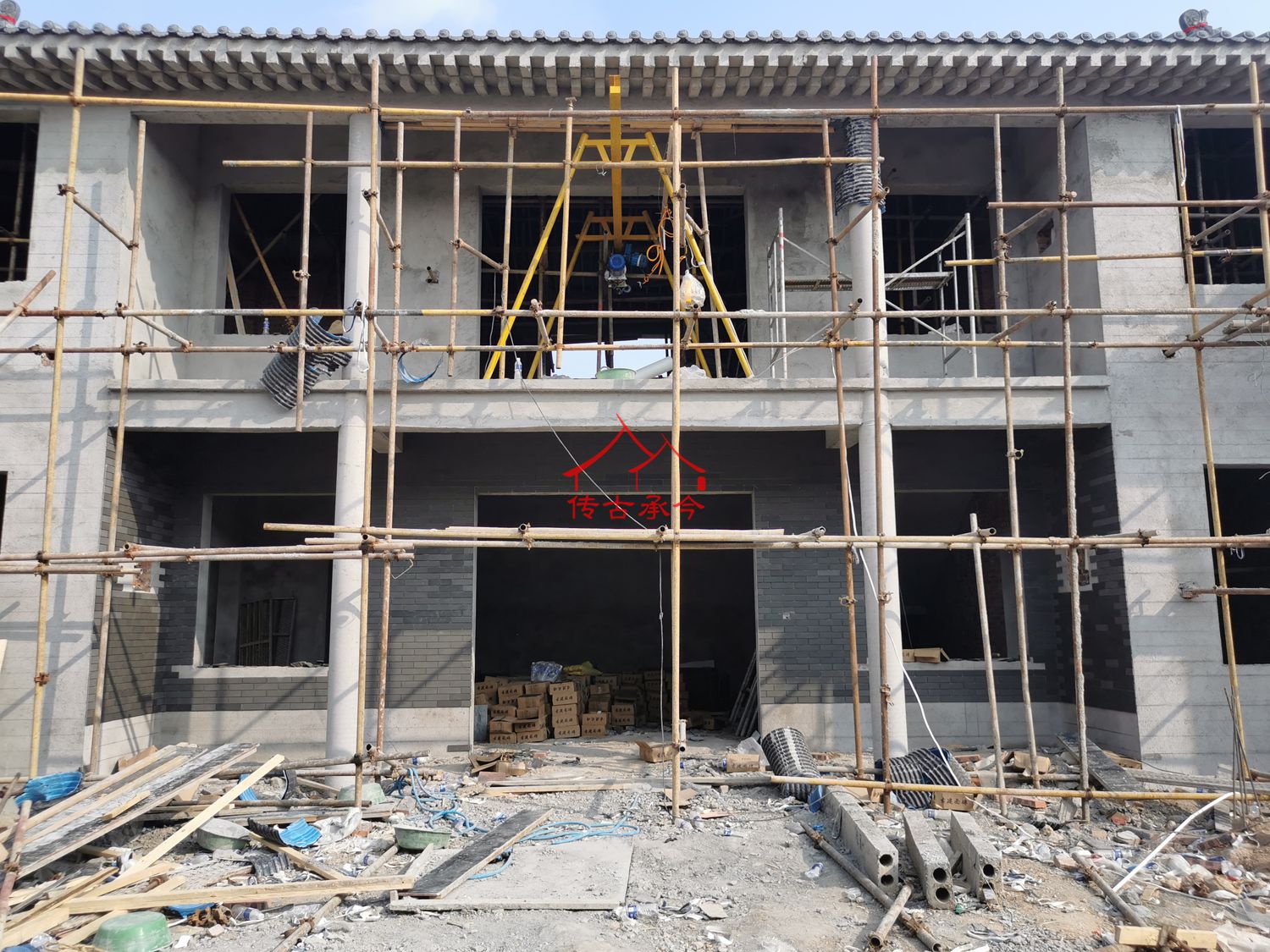 中式建筑主體施工、新中式合院腳手架施工、傳統(tǒng)宅院主體結(jié)構(gòu)施工