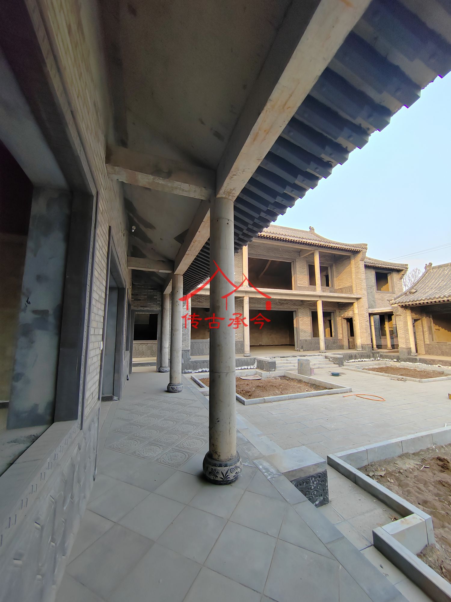 中式在建連廊、合院抄手游廊施工、傳統(tǒng)宅院連廊結(jié)構(gòu)