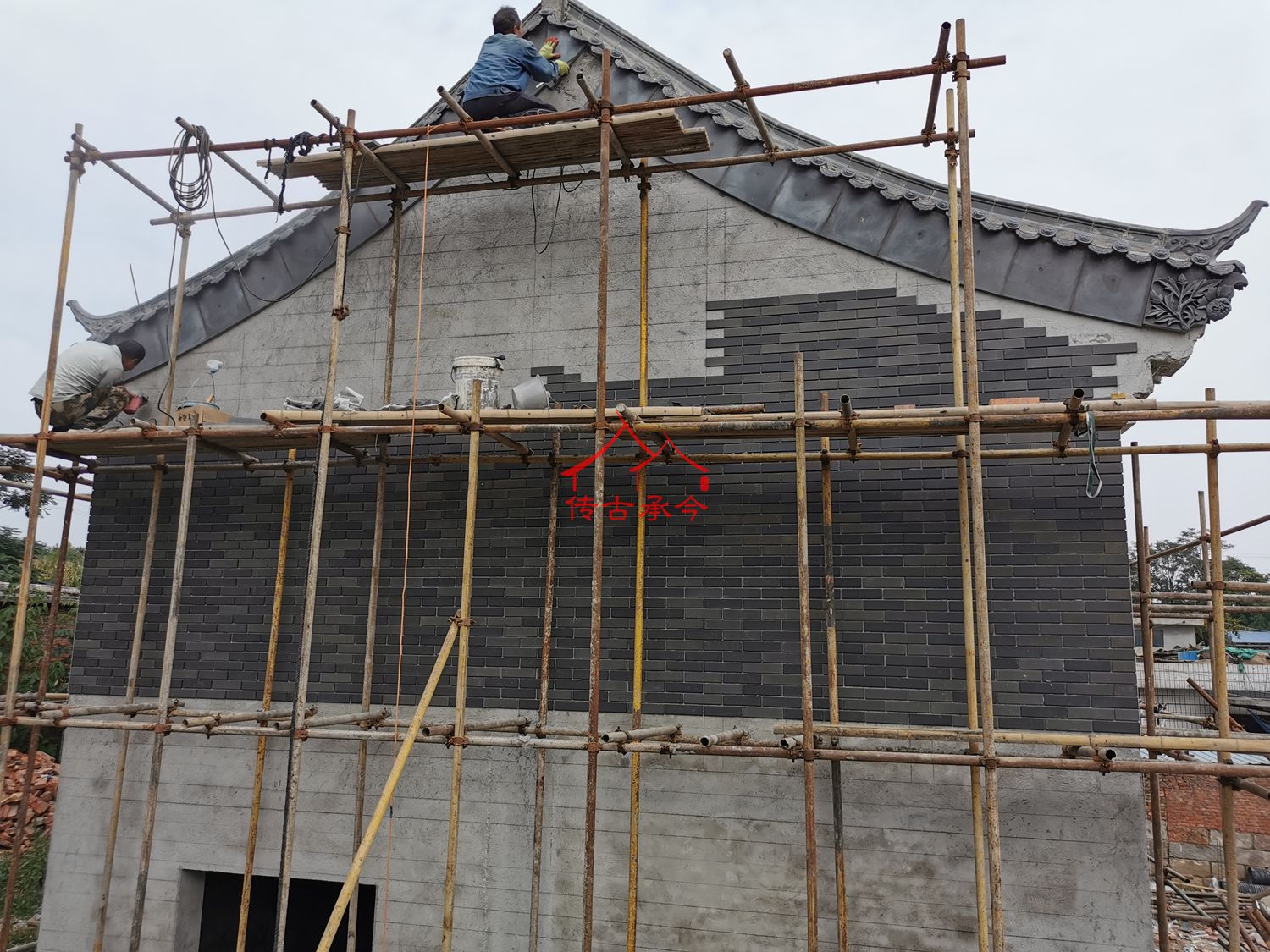 磚面裝飾施工、中式建筑屋頂施工