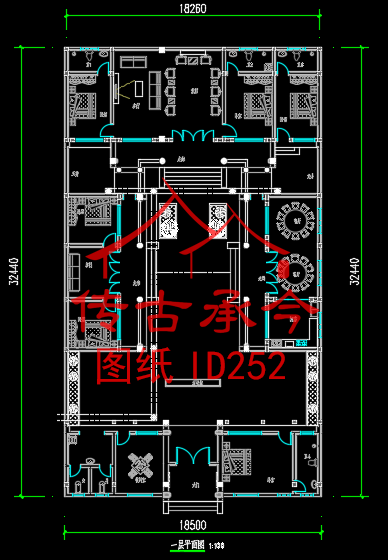 一層四合院南大門(mén)主房耳房廂房倒坐房平面圖