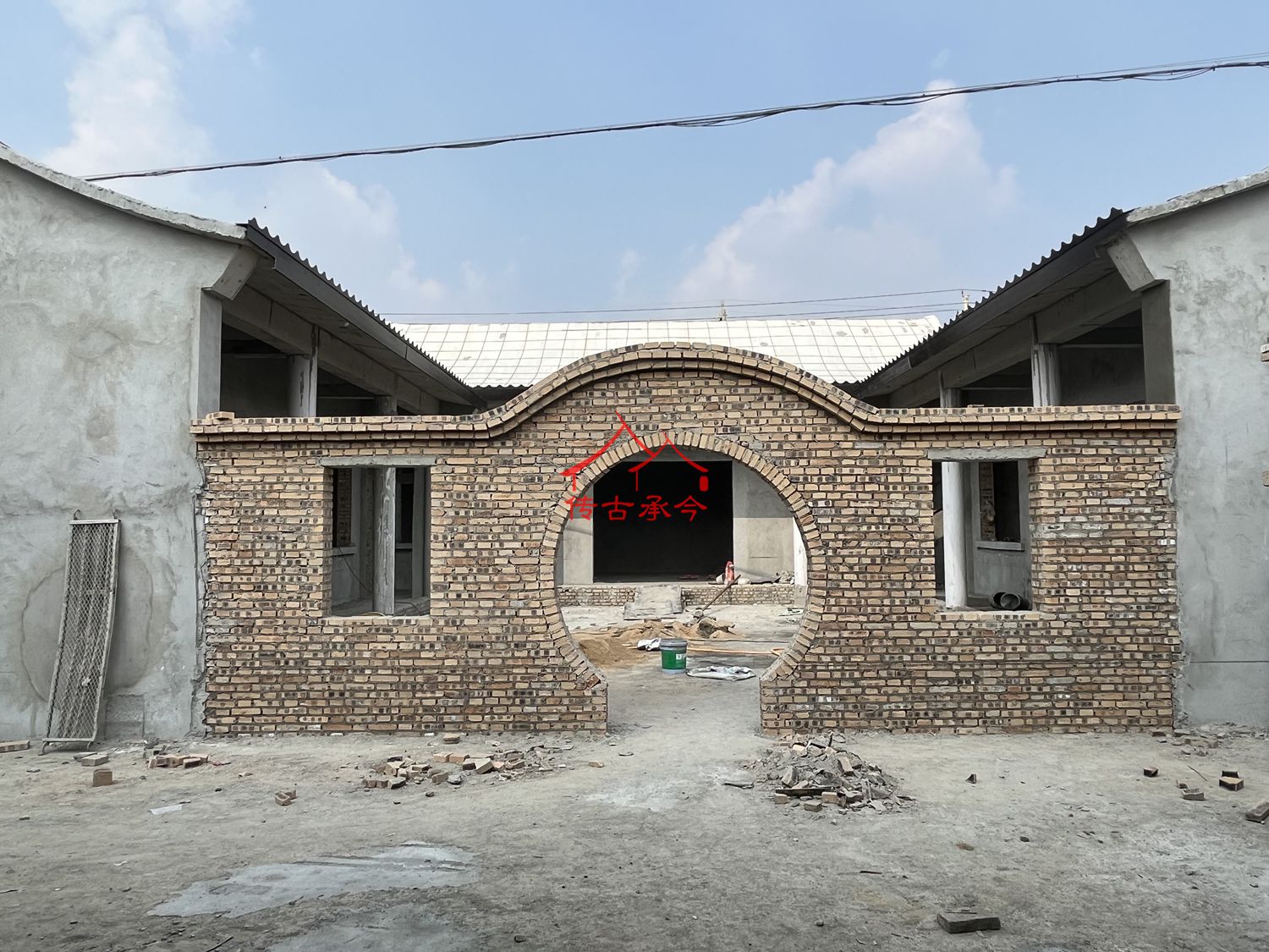 在建合院 月洞門實(shí)景、庭院隔斷 磚造月洞門傳統(tǒng)庭院 月洞門 磚砌做法