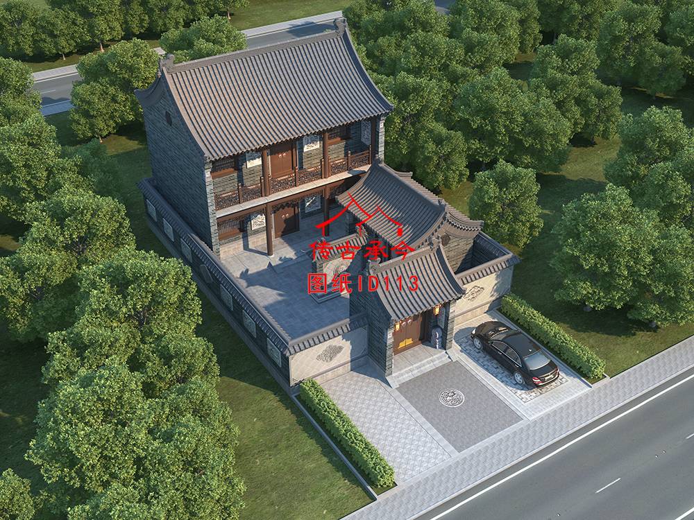 青磚合院鳥瞰圖