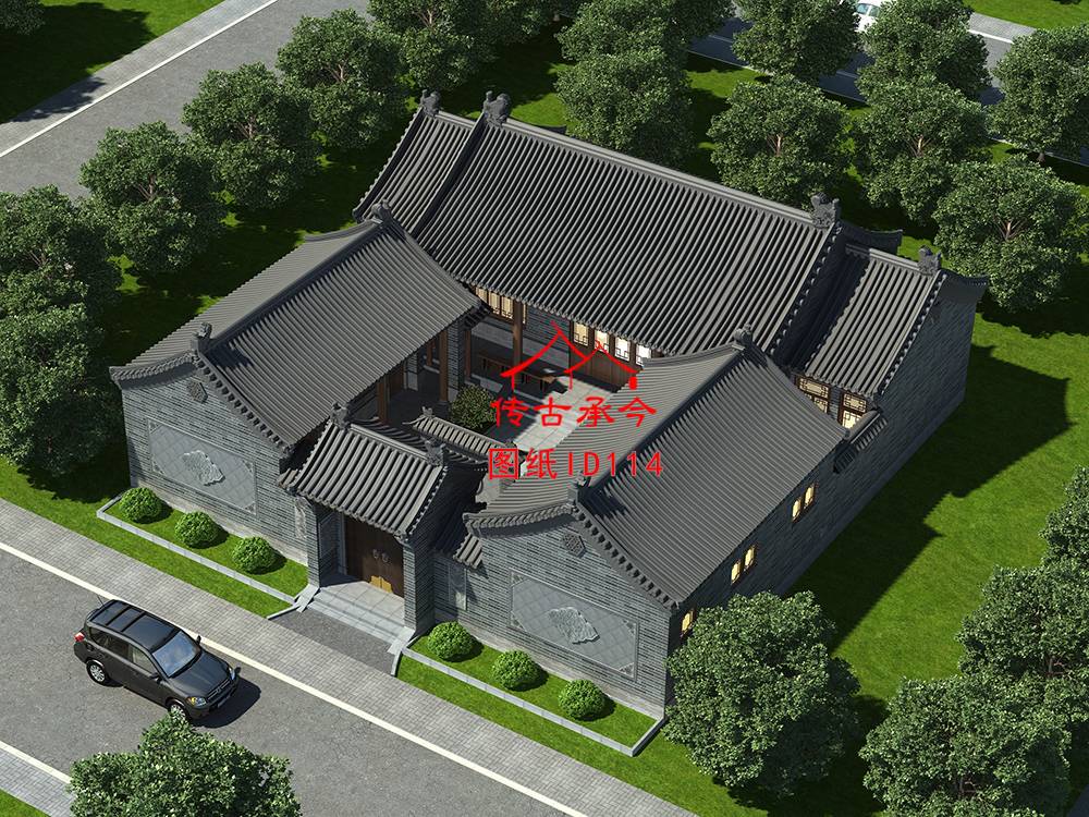 青磚三合院鳥瞰圖 