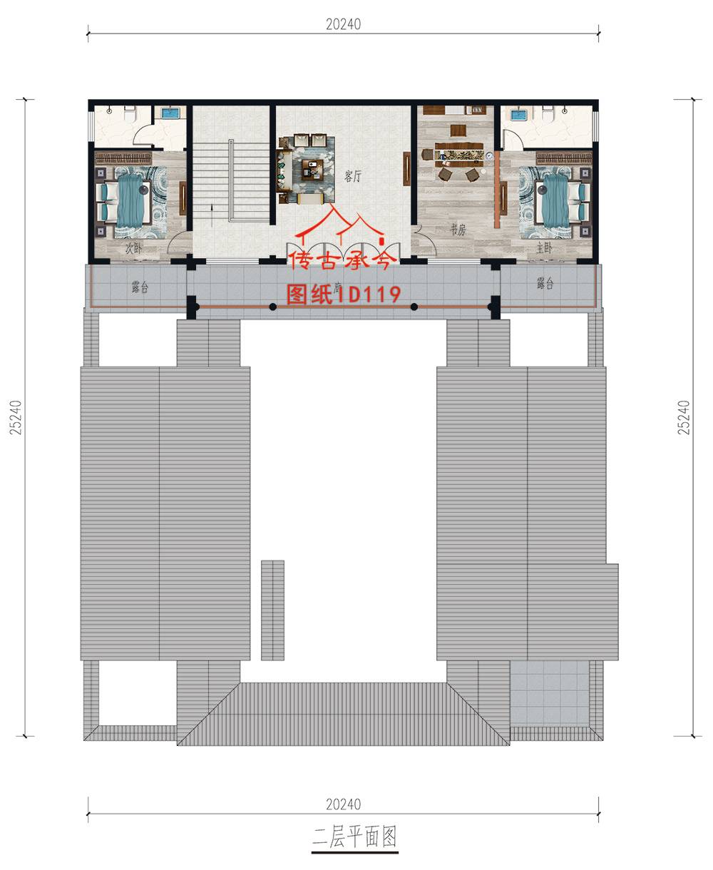 新中式三合院平面圖