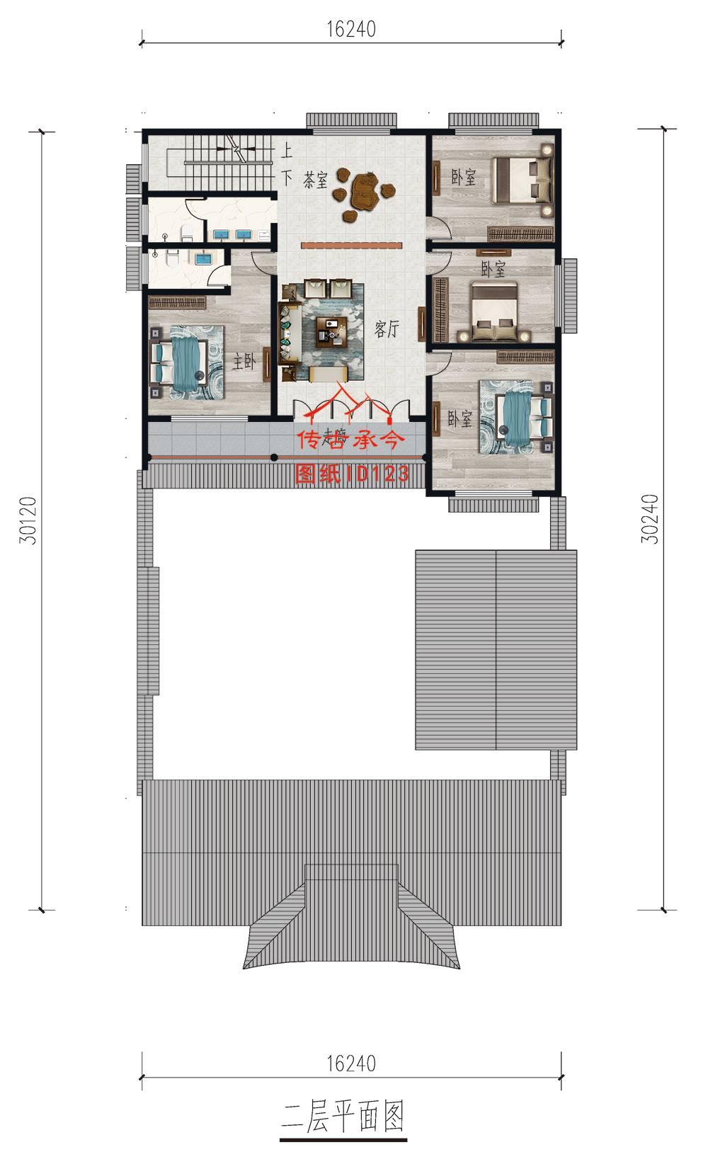 三開間蘇派合院平面圖