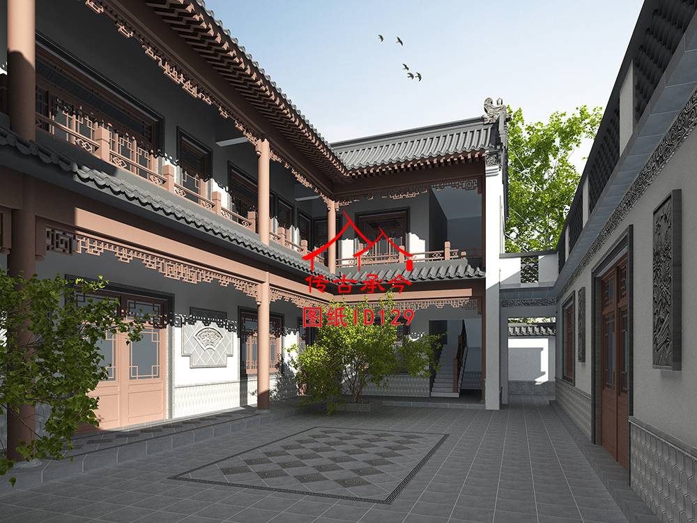 新中式合院內(nèi)效果圖