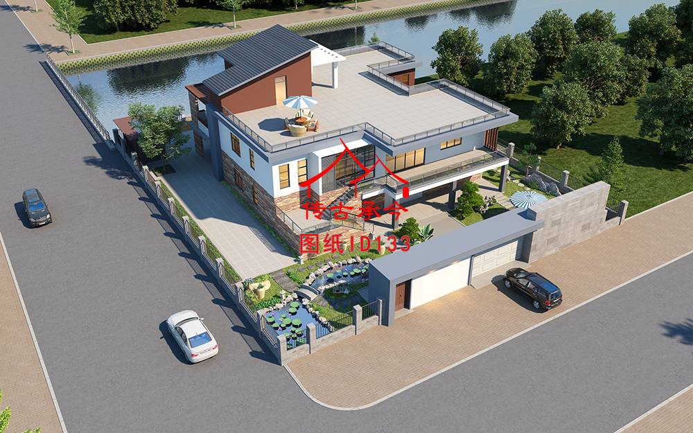 現(xiàn)代別墅鳥瞰圖