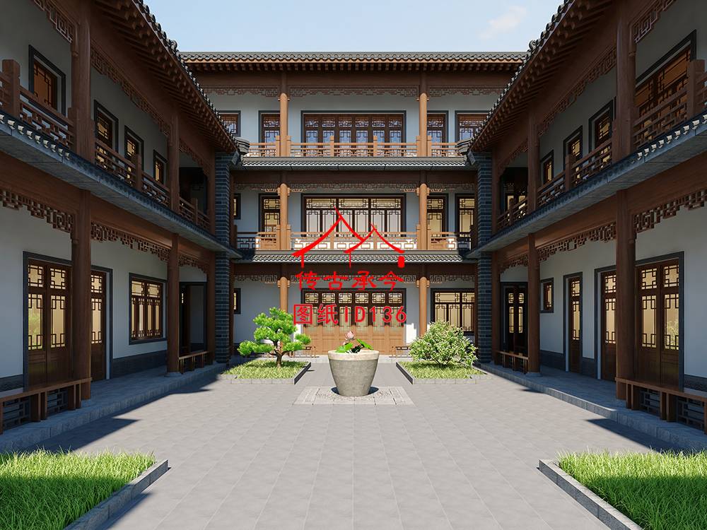 三合院建筑模型圖紙
