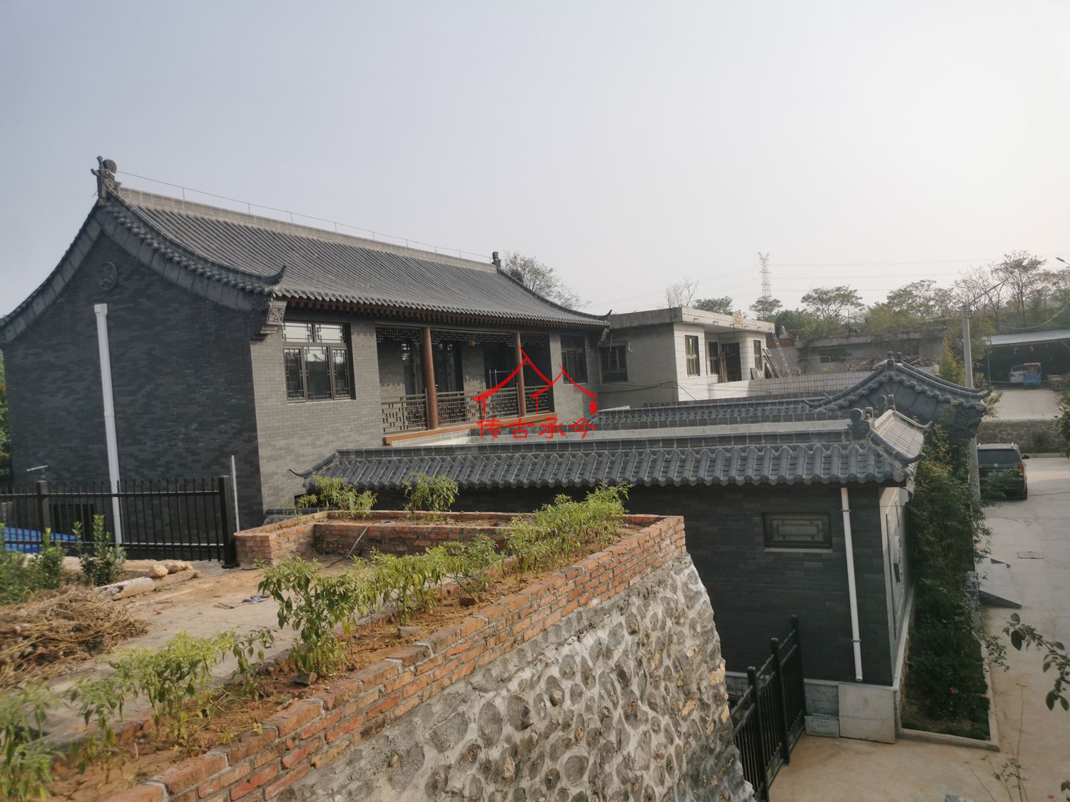 鄉(xiāng)村中式合院實(shí)景、完工中式宅院外觀、仿古民居院落