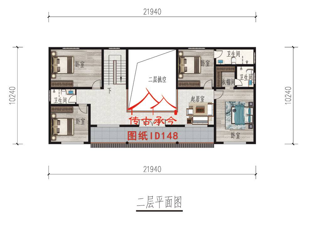 二層二進(jìn)三合院平面圖