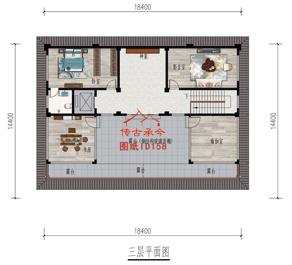 三層新中式別墅平面圖