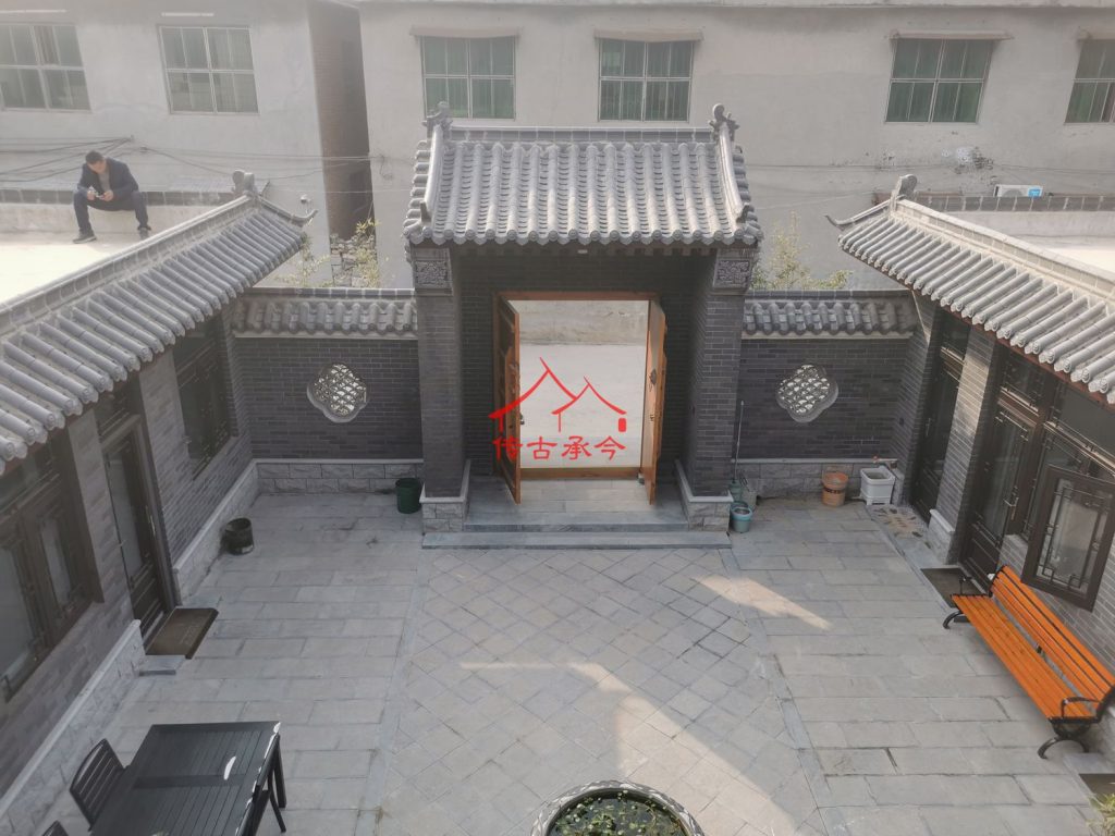 鄉(xiāng)村自建房中式庭院、完工中式合院內(nèi)部、復(fù)古風(fēng)格宅院庭院