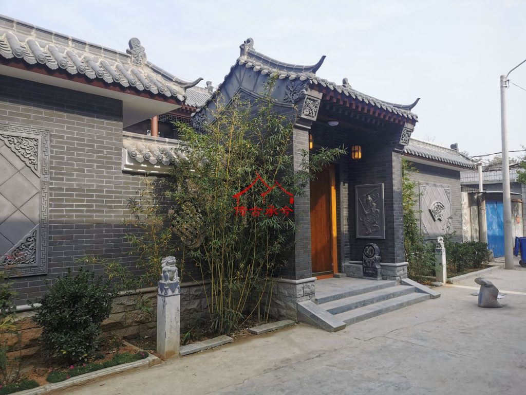 中式宅院門頭、新中式合院入戶門、傳統(tǒng)青磚灰瓦門頭