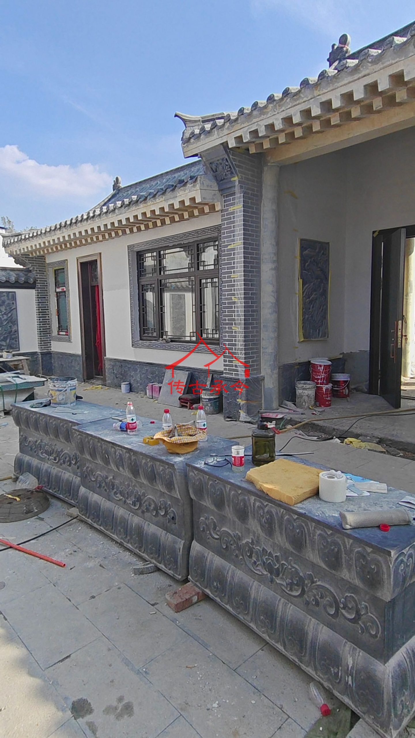 農(nóng)村自建房 中式石雕構件施工