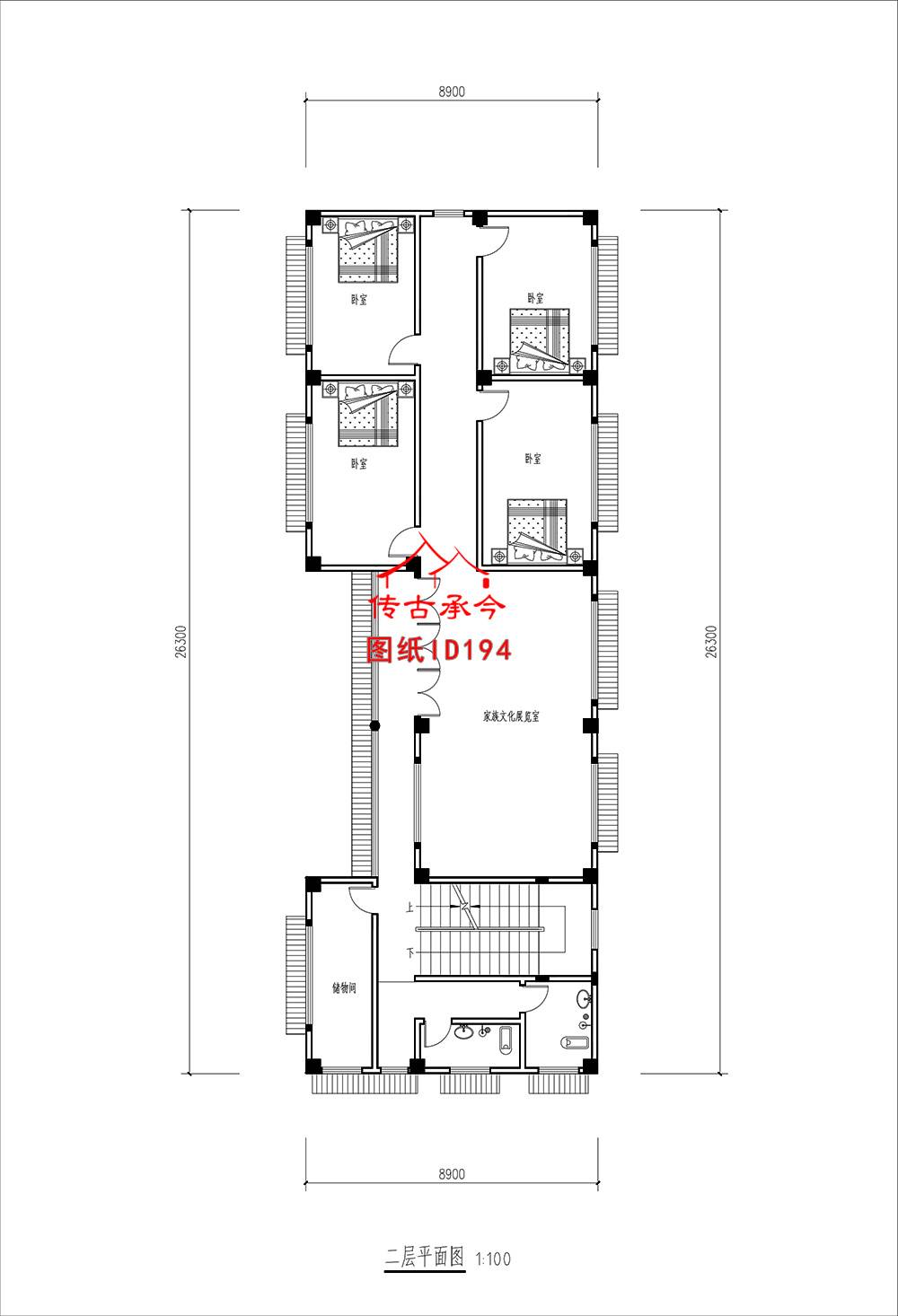 連體三合院二層平面圖