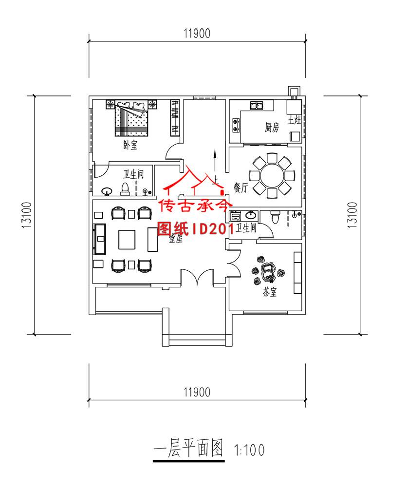 新中式別墅一層平面圖