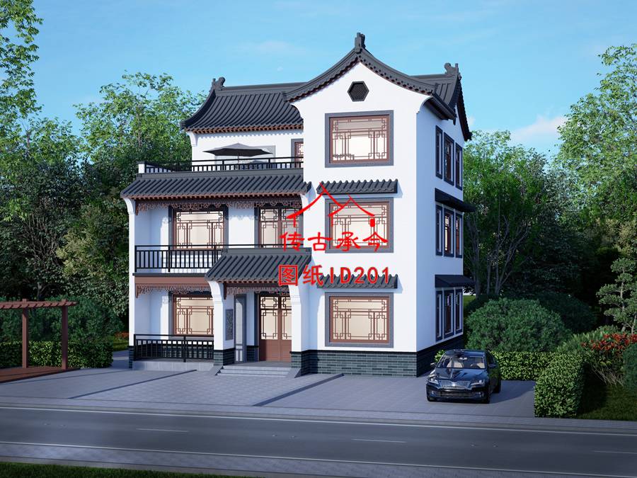 中式小型合院效果圖 