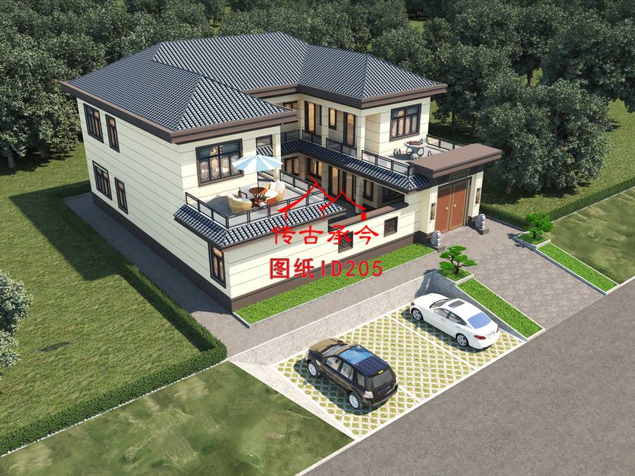 鄉(xiāng)下小型三合院二層效果圖