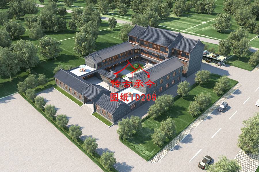 北京青磚墻二進(jìn)四合院效果圖設(shè)計(jì)
