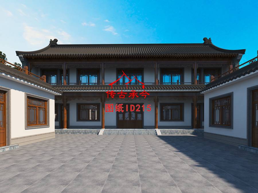 二層自建房院內(nèi)人視效果圖