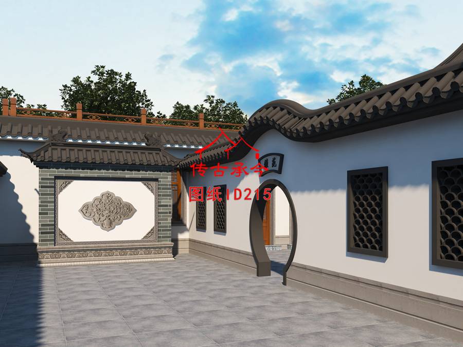 月亮門(mén)影壁墻效果圖