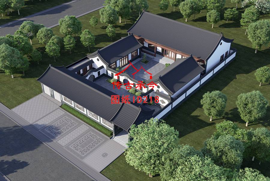 五開間一層四合院自建房