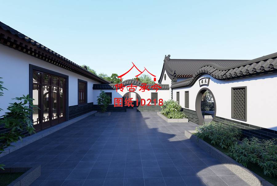 四合院院內(nèi)月亮門效果圖