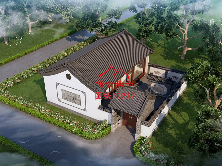 新中式小型合院鳥瞰圖