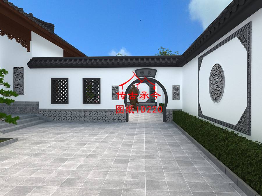 中式月亮門人視圖