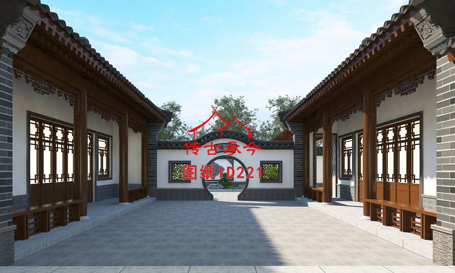 三合院月亮門效果設(shè)計(jì)