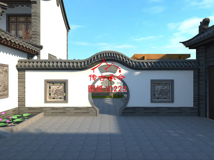 新中式月亮門設(shè)計效果圖