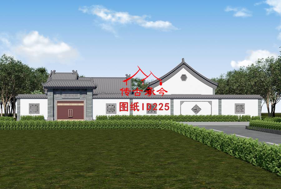 新中式三合院外觀效果圖