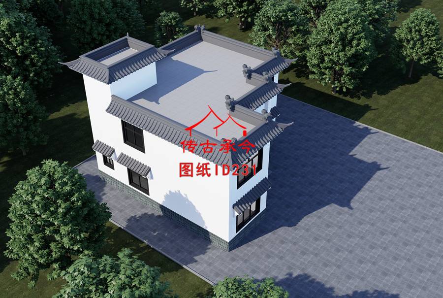 二層平屋面小坡屋檐外觀效果圖