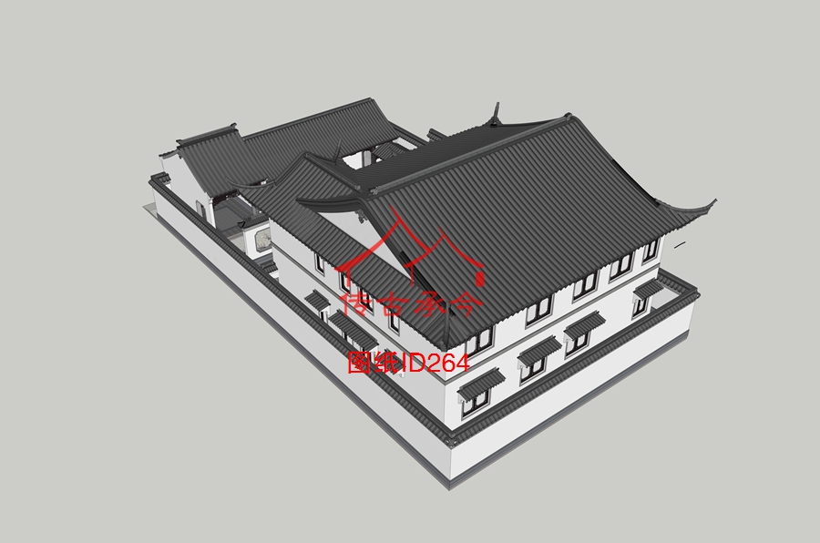 效果圖鳥瞰圖四合院蘇式飛檐翹角