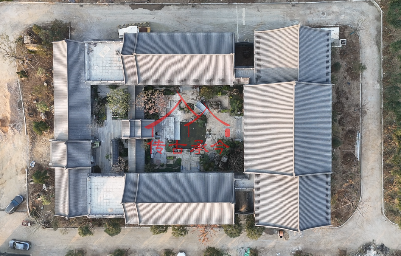 多進(jìn)四合院屋頂俯視圖鄉(xiāng)村仿古院落俯視圖