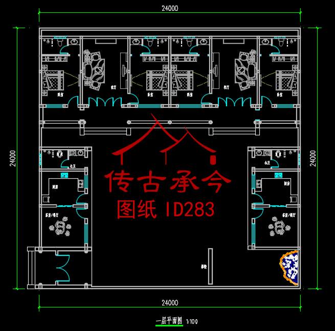方形四合院平面設(shè)計(jì)圖