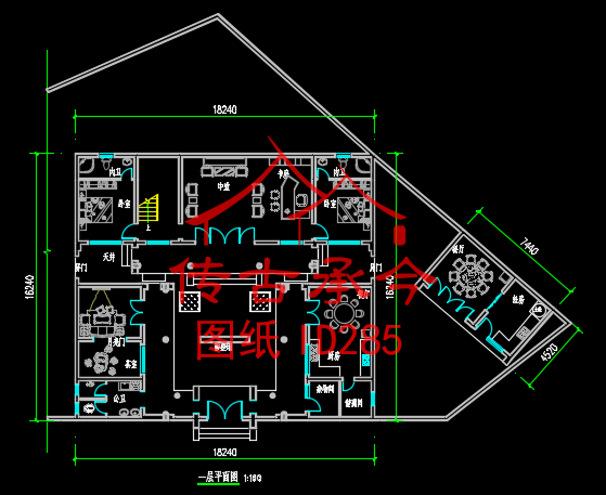 二層中式四合院一層設(shè)計圖
