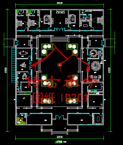 大型四合院一層平面圖
