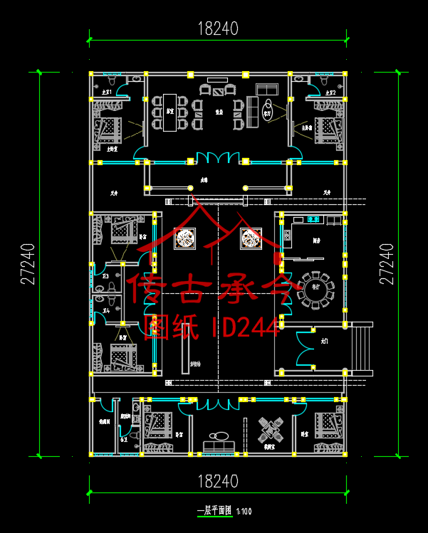 一層?xùn)|門倒坐房主房打通帶耳房四合院平面圖