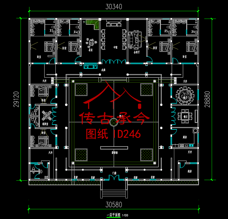 中國(guó)傳統(tǒng)四合院平面圖