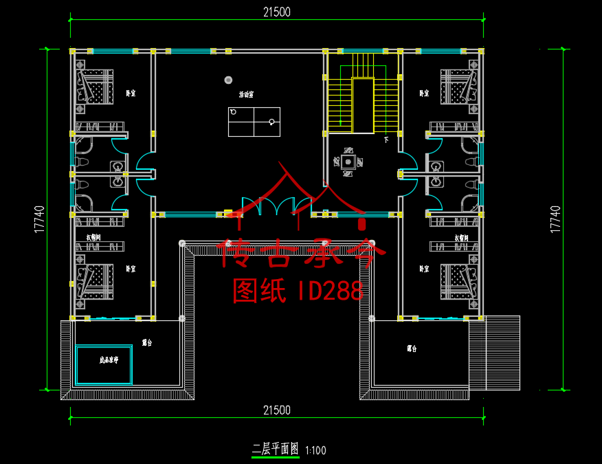 二層中式四合院二層設計圖
