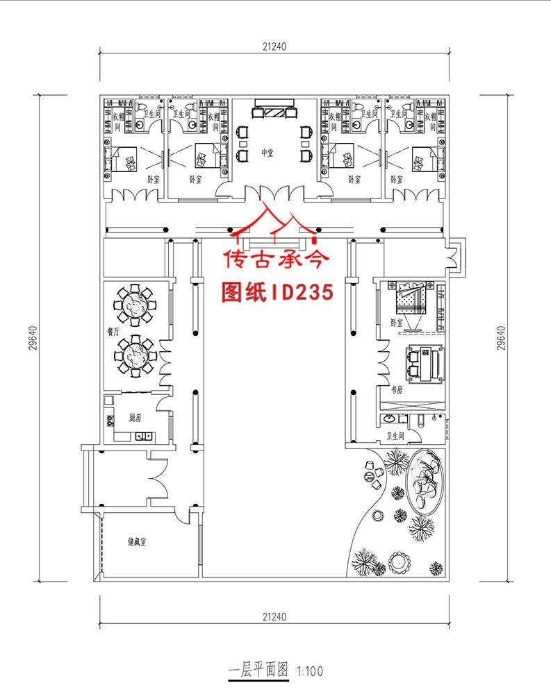 一層三合院西側(cè)大門平面圖
