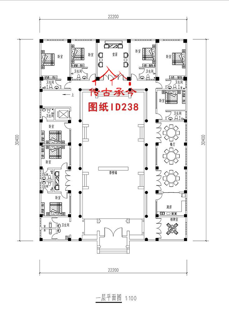 多層合院傳統(tǒng)建筑布局平面圖