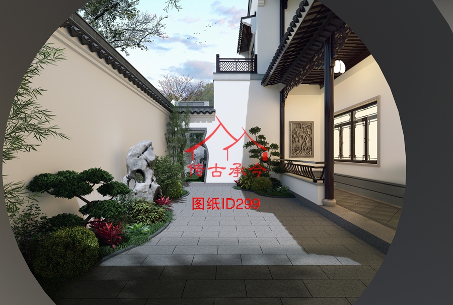 合院庭院景觀效果圖