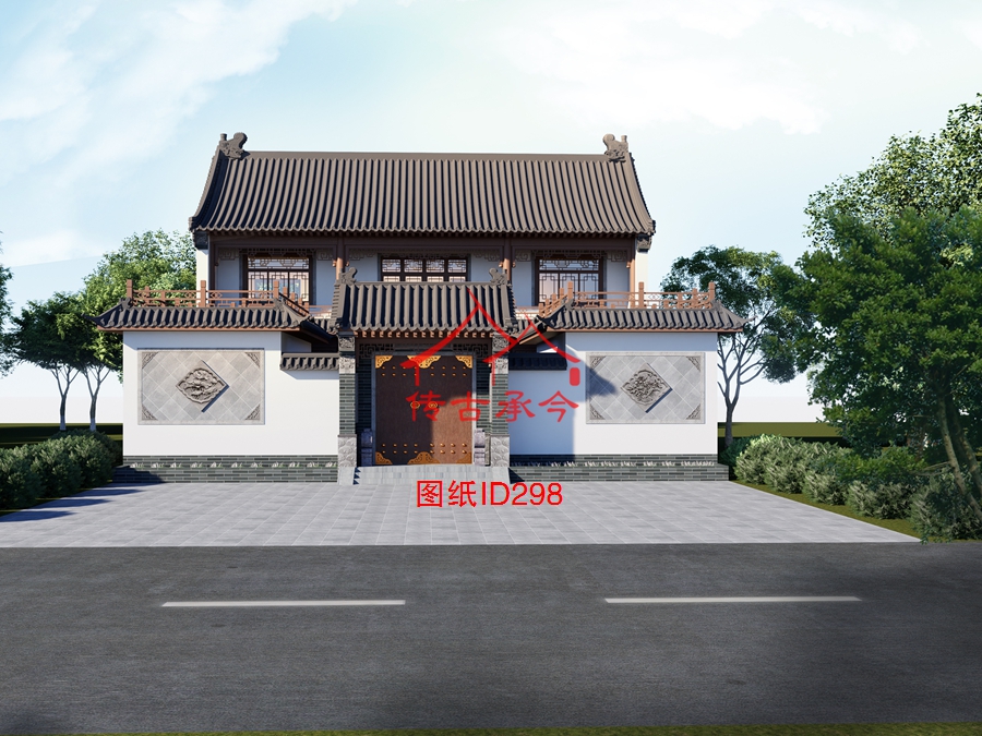 小型合院大門(mén)及外墻裝飾效果圖