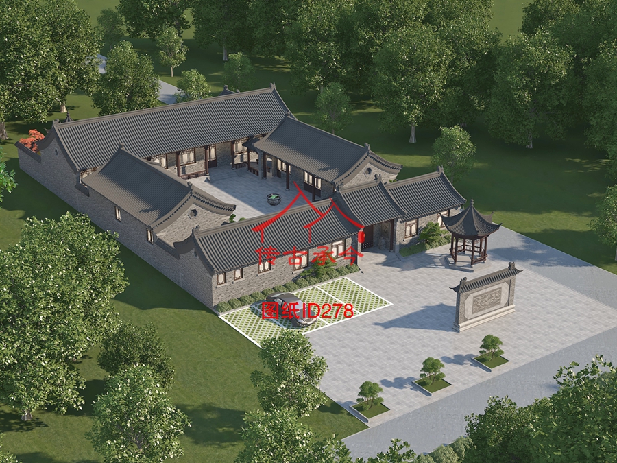 四合院古建設(shè)計整體效果圖 