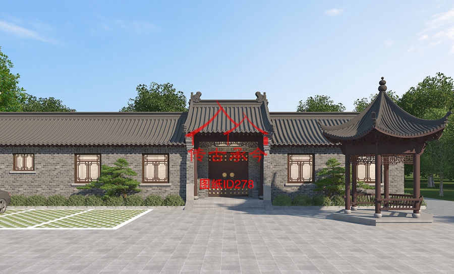 四合院古建設(shè)計門樓、涼亭效果圖 