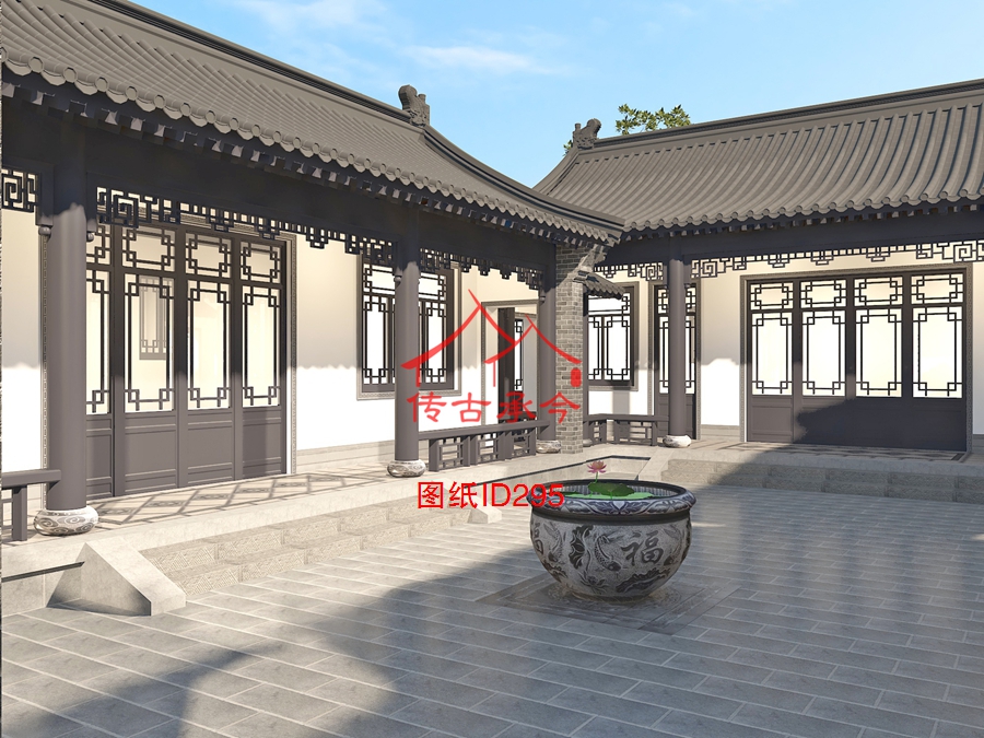 大型四合院庭院裝飾效果圖